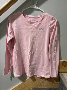 Vineyard Vines Girls' Light Pink Long-Sleeve Logo Tee